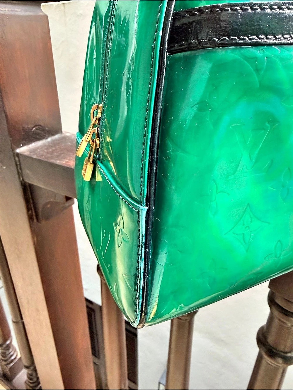 Louis Vuitton Monogram Satchel in Green & Black - Picture 7 of 10